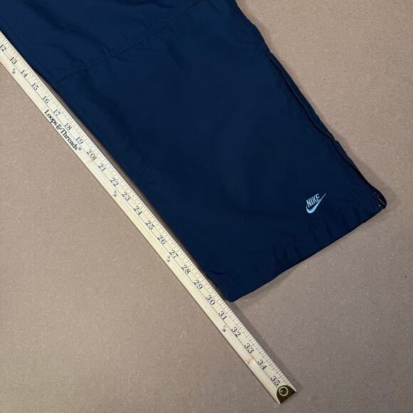 Vintage Nike Track Pants Navy Blue White Stripe Mesh Lined Zip Ankle Y2K 2000s L - Picture 9 of 9